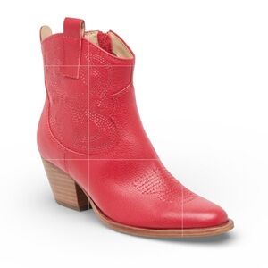 Dolce Vita Shania Red Leather Western Booties Size 7.5 NEW